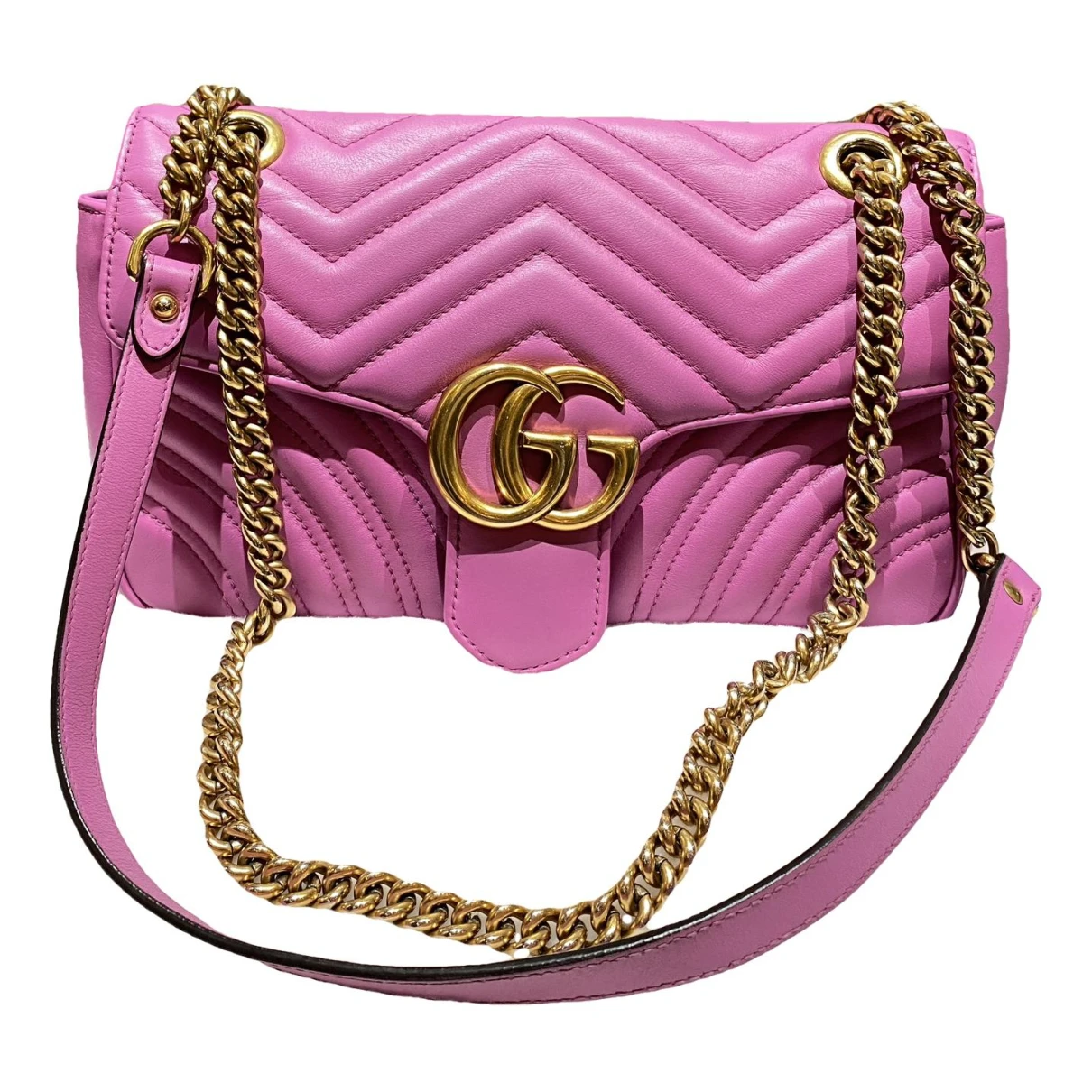 Pre-owned Gucci Gg Marmont Flap Leather Crossbody Bag In Purple