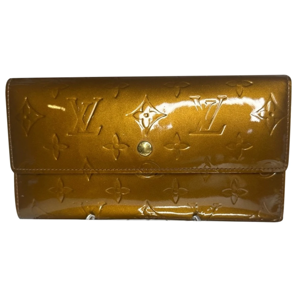 Pre-owned Louis Vuitton Zippy Patent Leather Wallet In Metallic