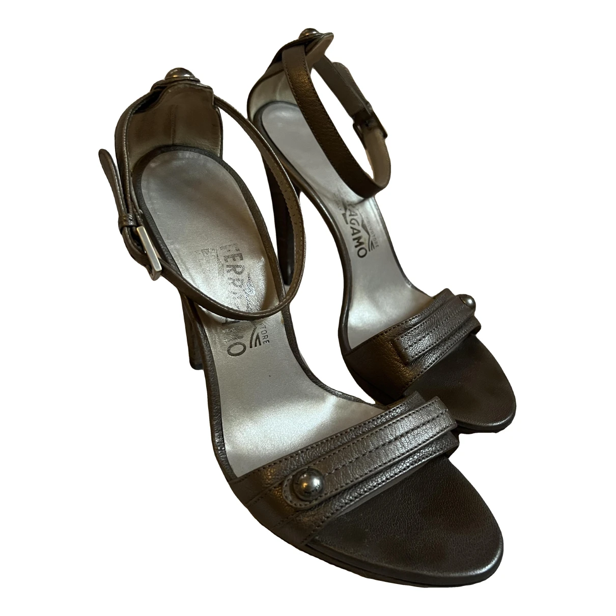 Pre-owned Ferragamo Leather Sandals In Metallic