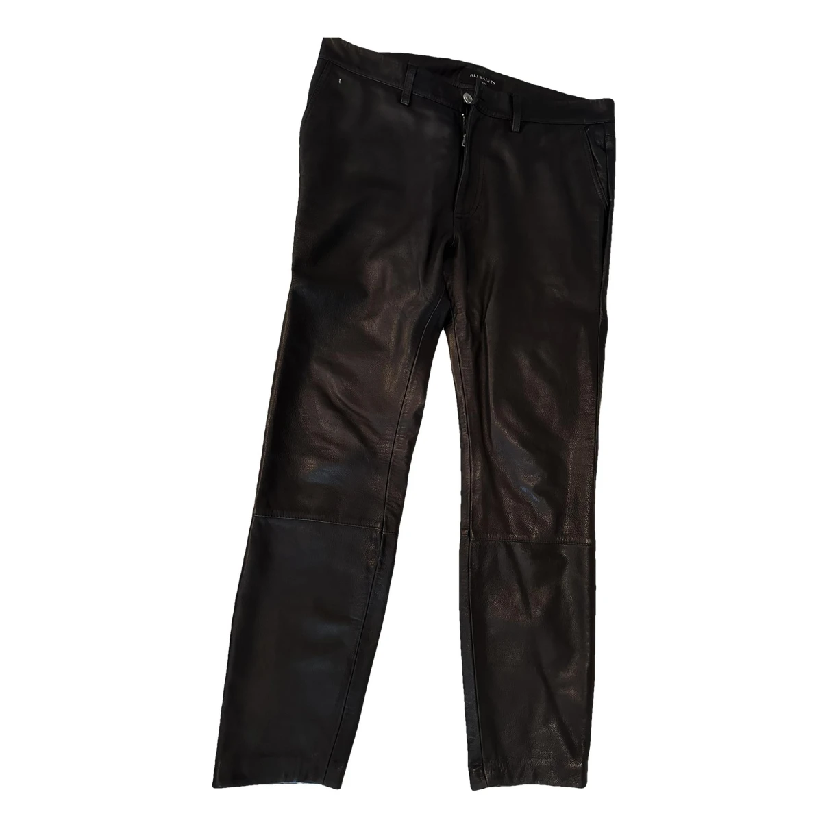 Pre-owned Allsaints Leather Trousers In Black