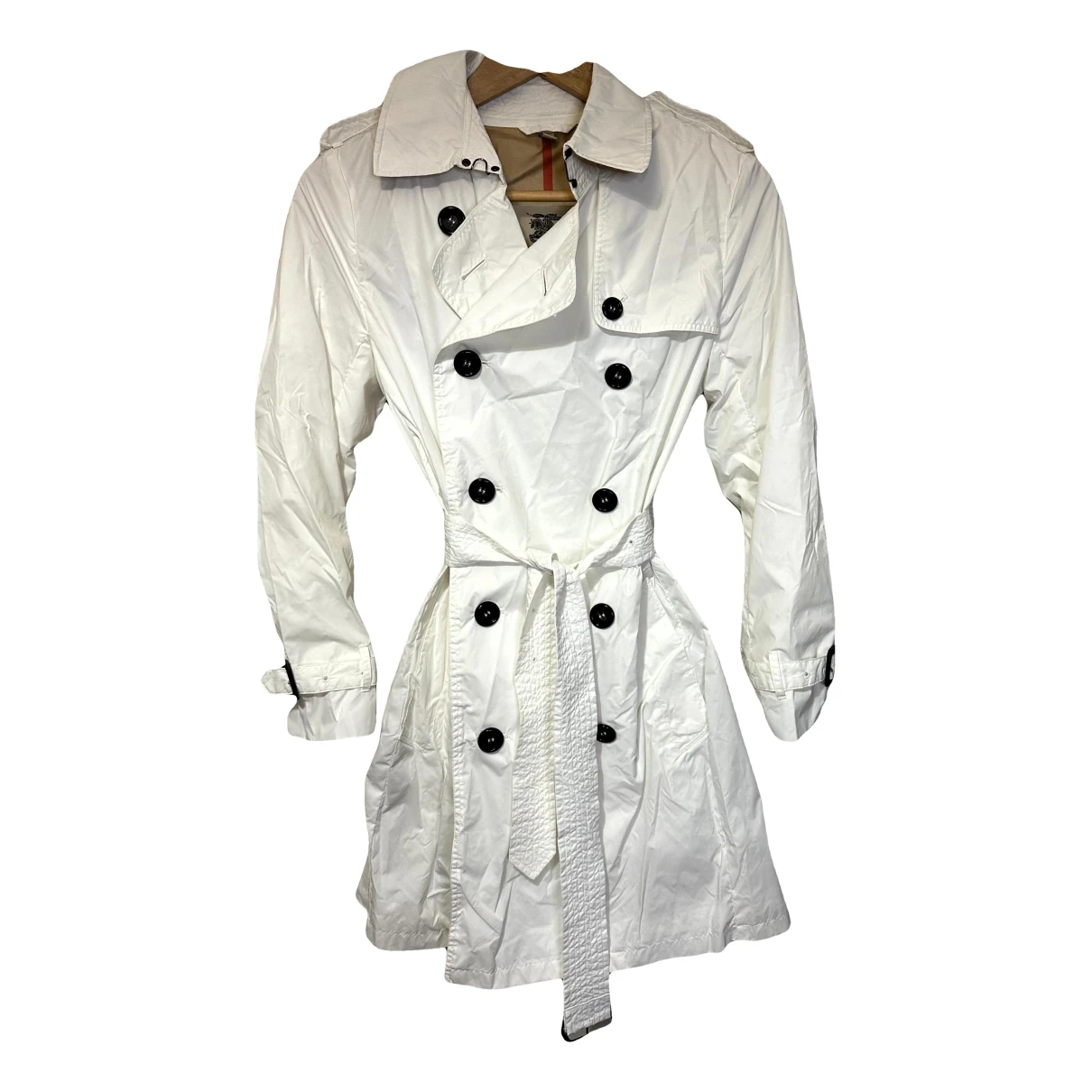 Pre-owned Burberry Trench Coat In White