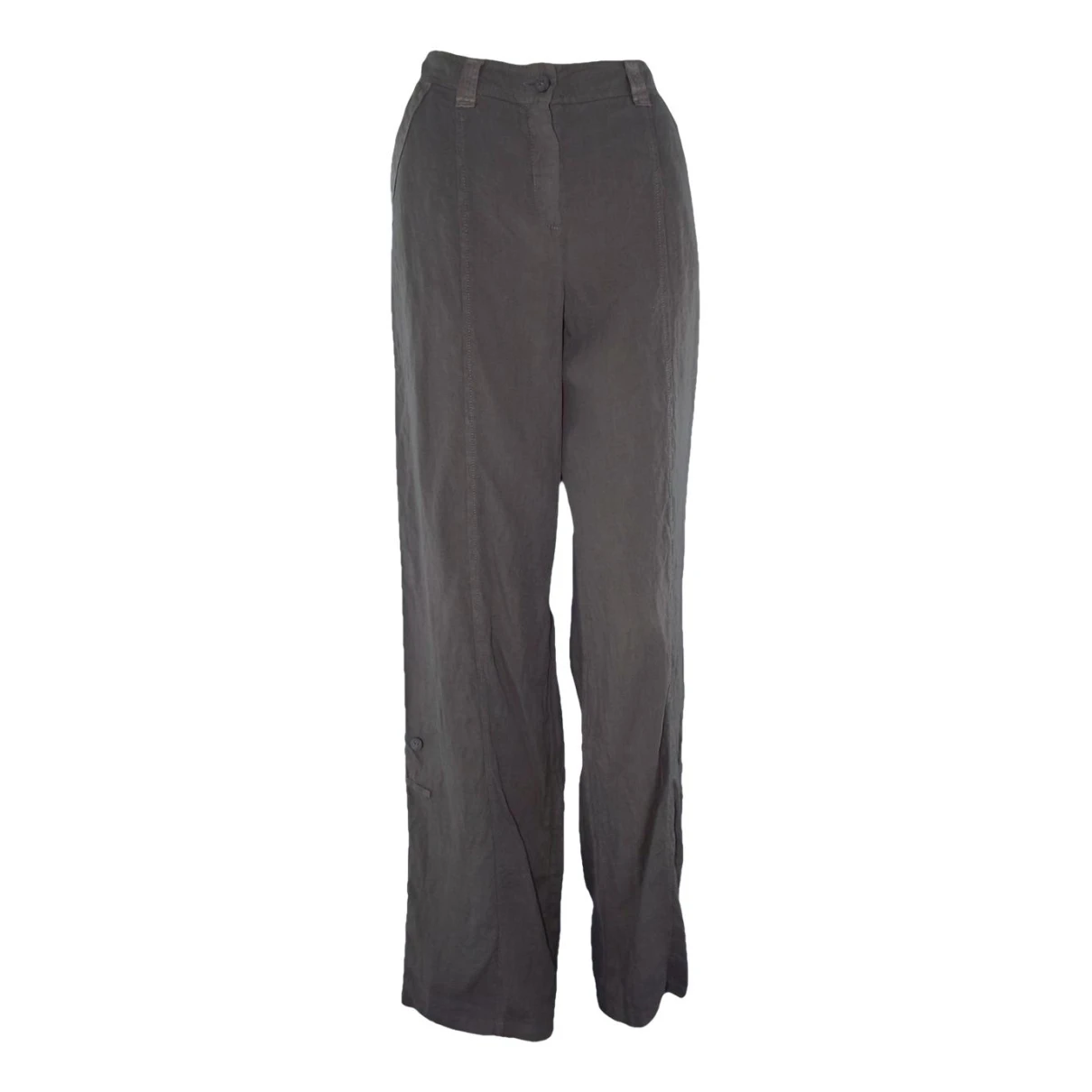 Pre-owned I Blues Linen Straight Pants In Khaki