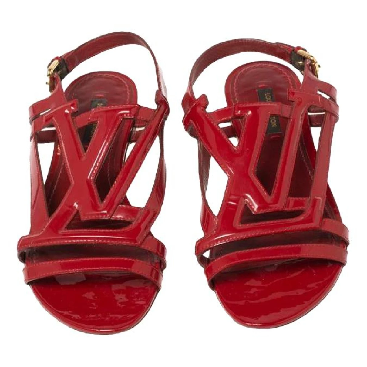 Pre-owned Louis Vuitton Patent Leather Sandal In Red