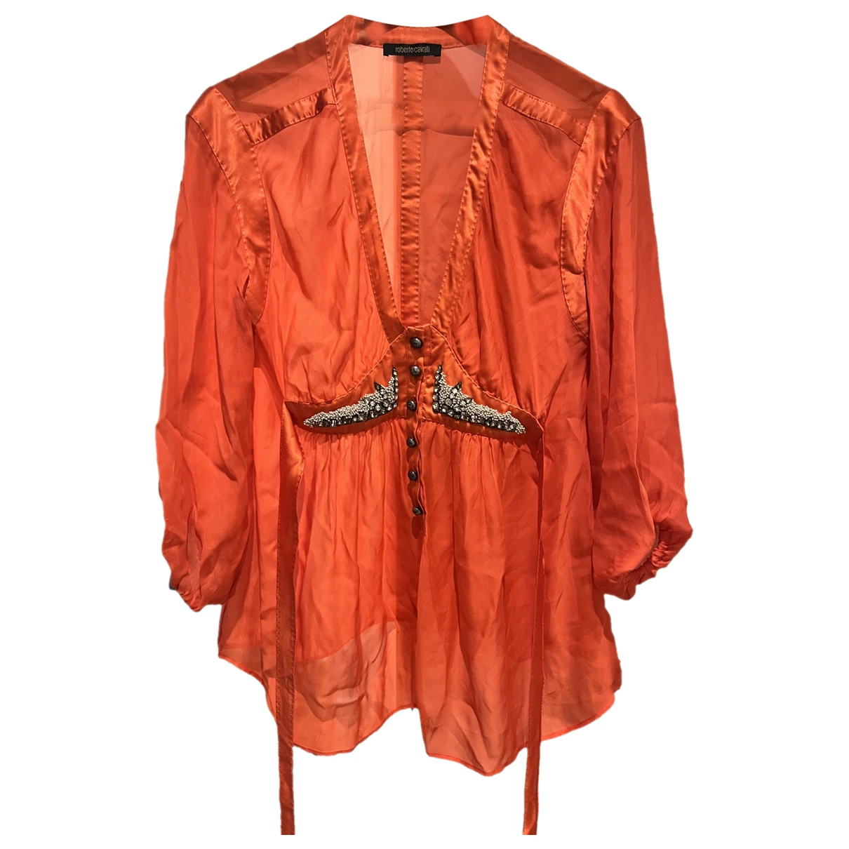 Pre-owned Roberto Cavalli Silk Blouse In Orange