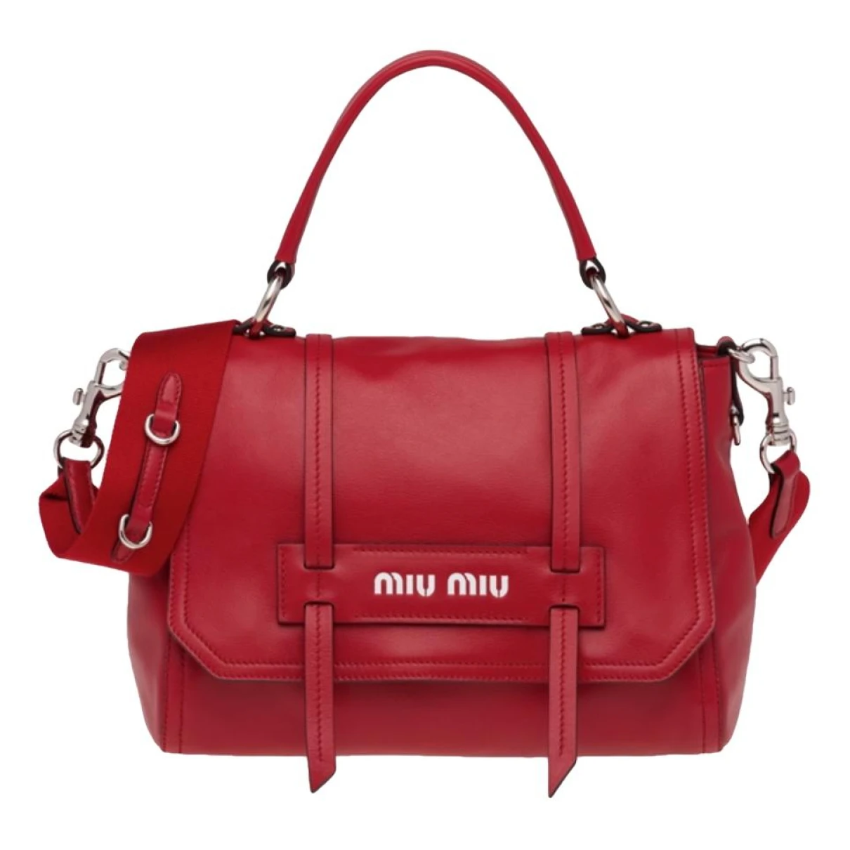 Pre-owned Miu Miu Grace Lux Leather Handbag In Red