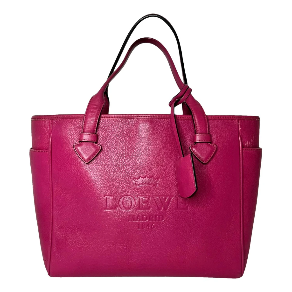 Pre-owned Loewe T Shopper Leather Handbag In Pink