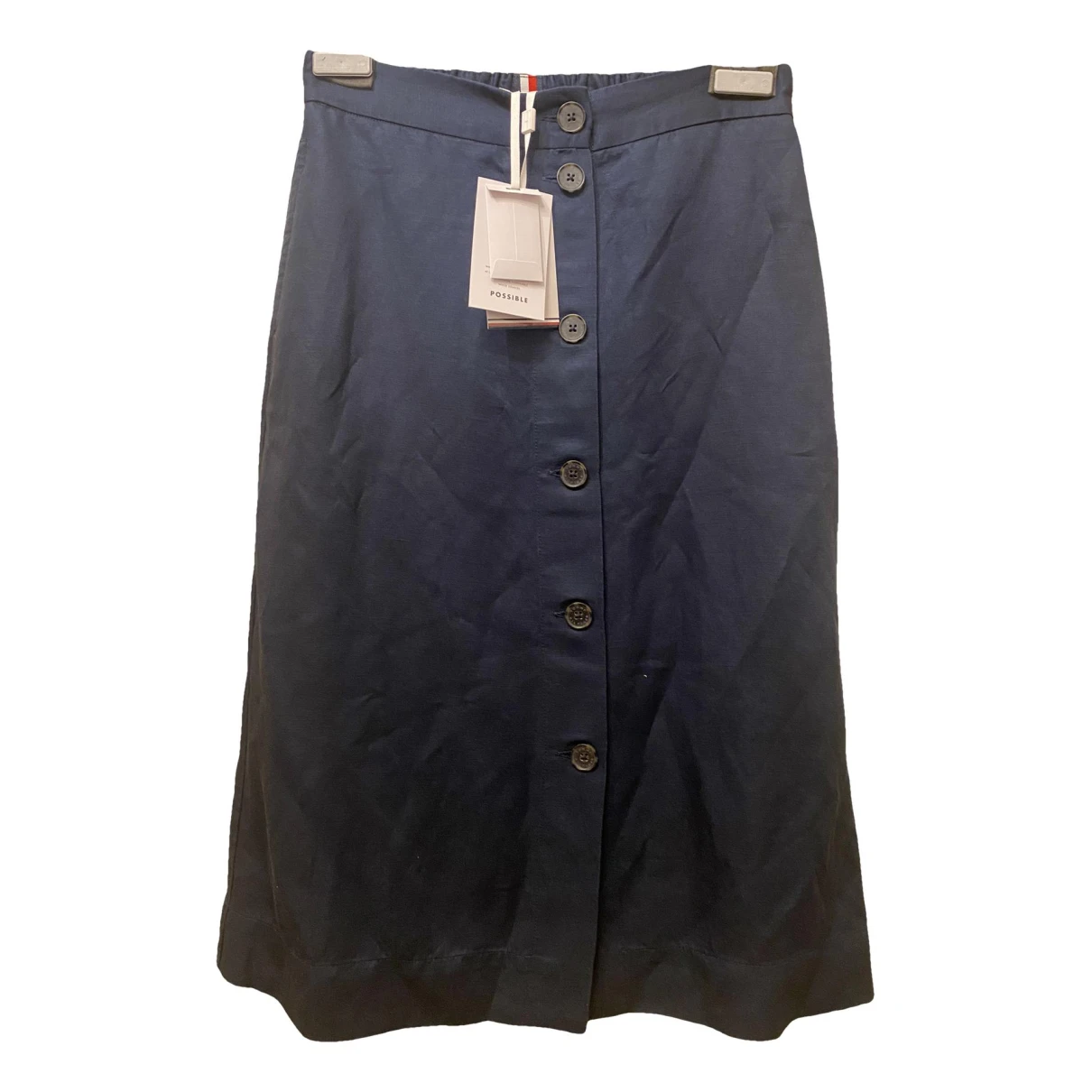 Pre-owned Tommy Hilfiger Linen Mid-length Skirt In Blue