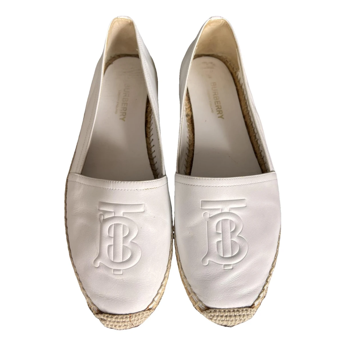 Pre-owned Burberry Leather Espadrilles In White