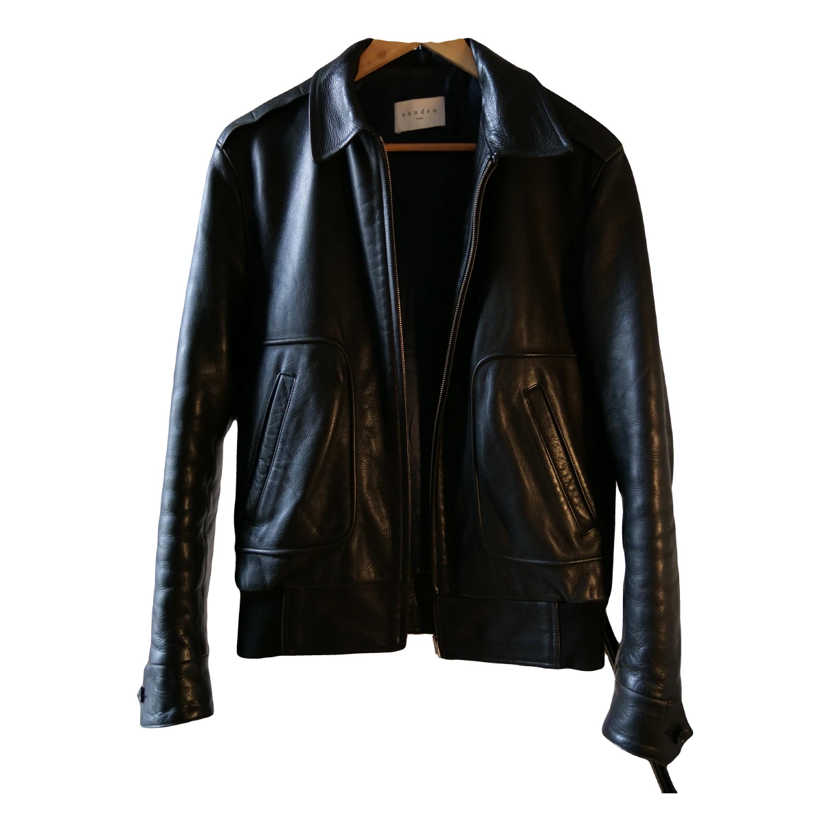 Pre-owned Sandro Leather Vest In Black