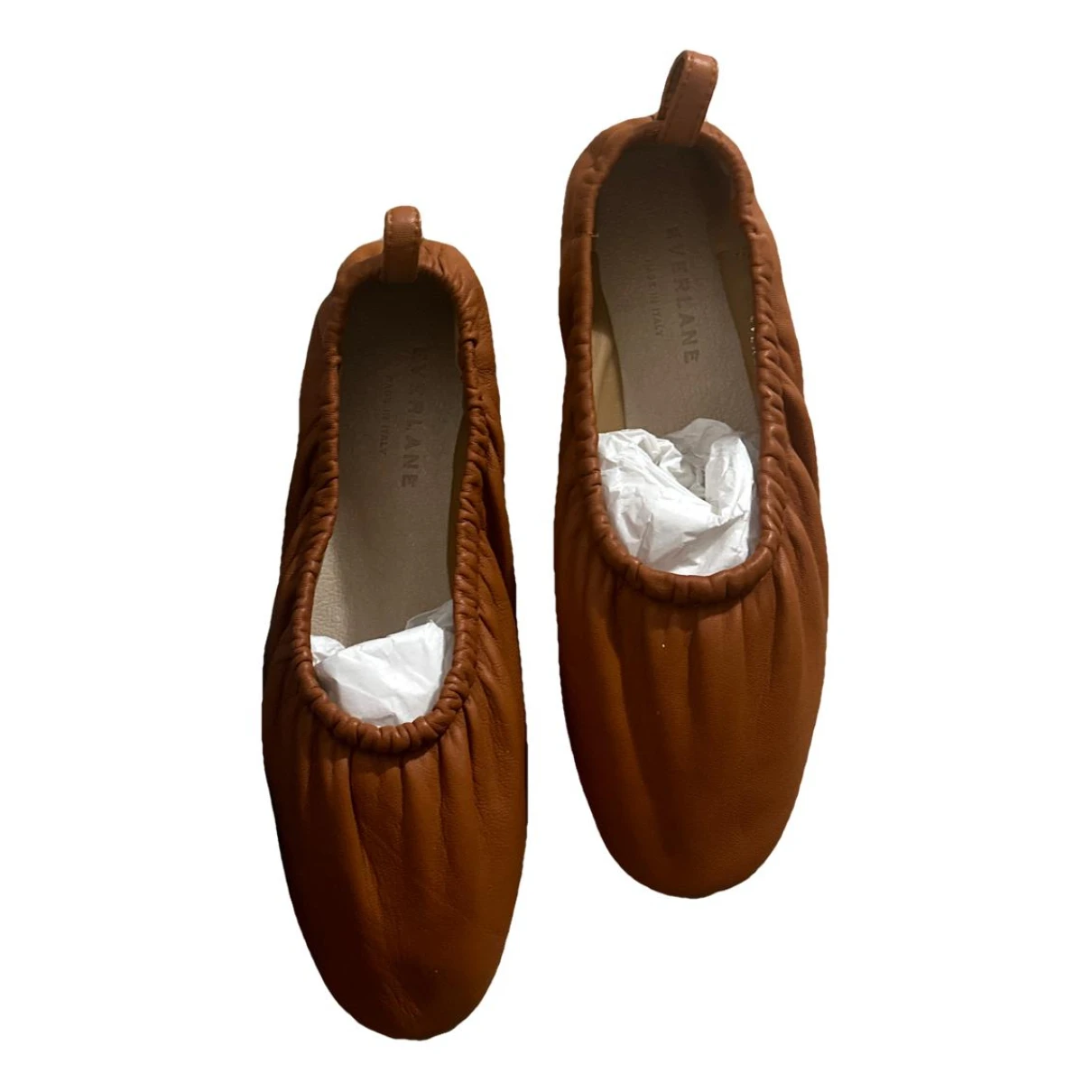 Pre-owned Everlane Leather Ballet Flats In Camel