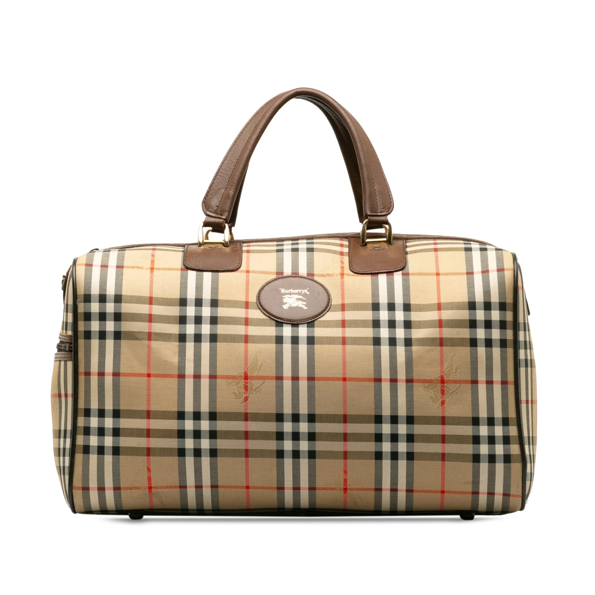 Pre-owned Burberry Leather Travel Bag In Camel