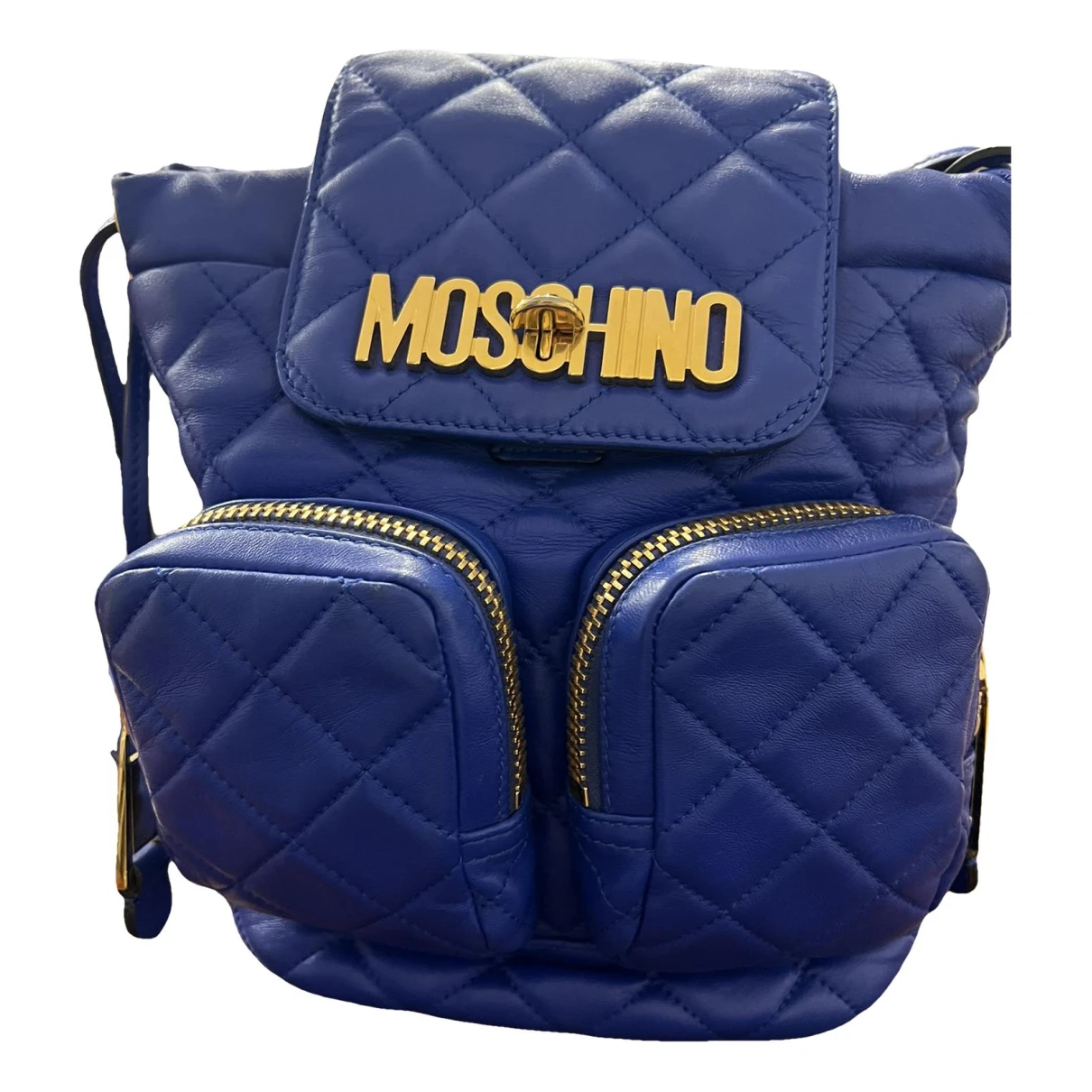 Pre-owned Moschino Leather Backpack In Blue