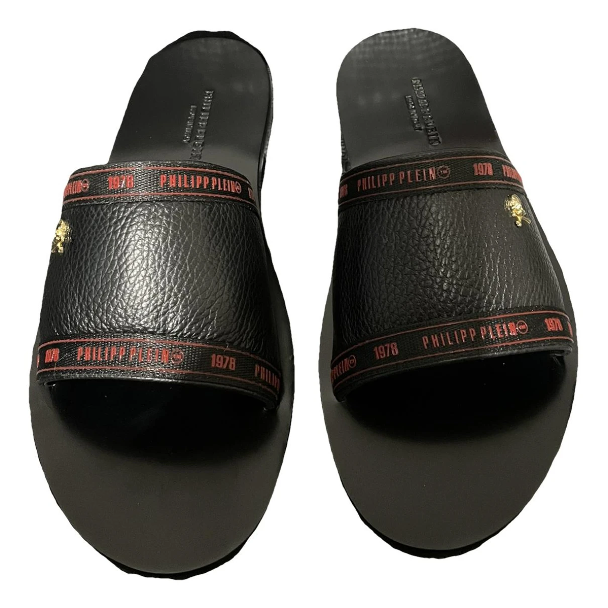 Pre-owned Philipp Plein Leather Sandals In Black
