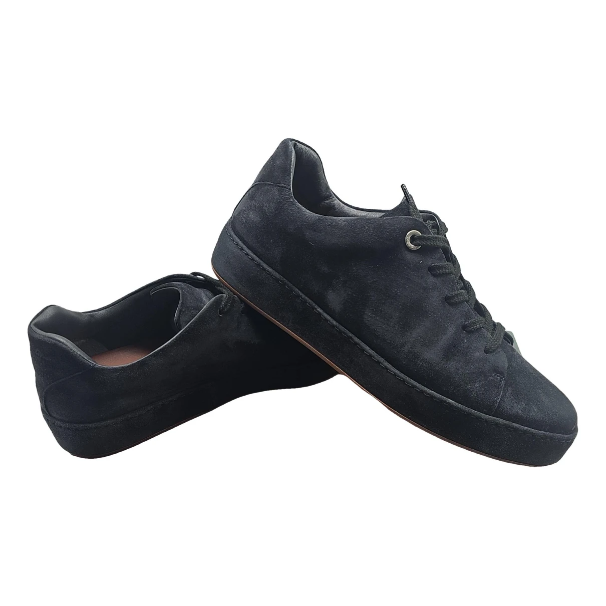Pre-owned Loro Piana Leather Trainers In Black