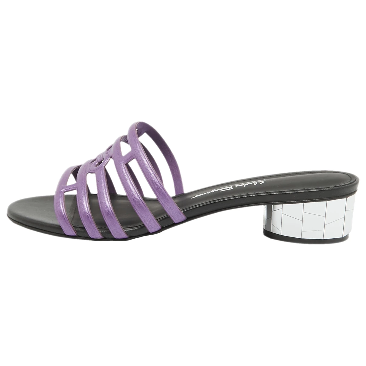 Pre-owned Ferragamo Patent Leather Sandal In Purple