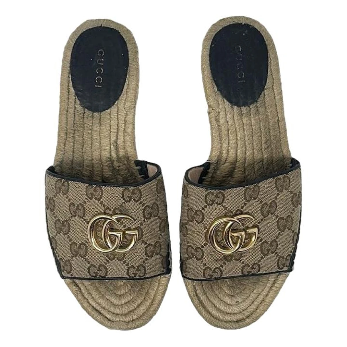 Pre-owned Gucci Cloth Sandal In Brown