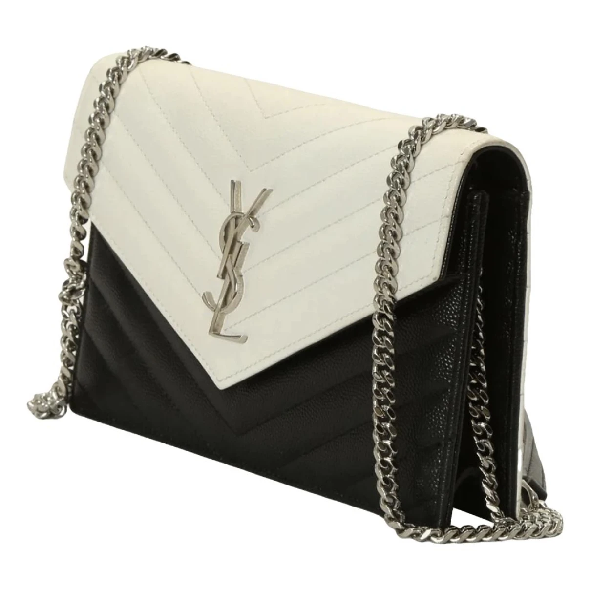 Pre-owned Saint Laurent Satchel Monogramme Leather Crossbody Bag In Black