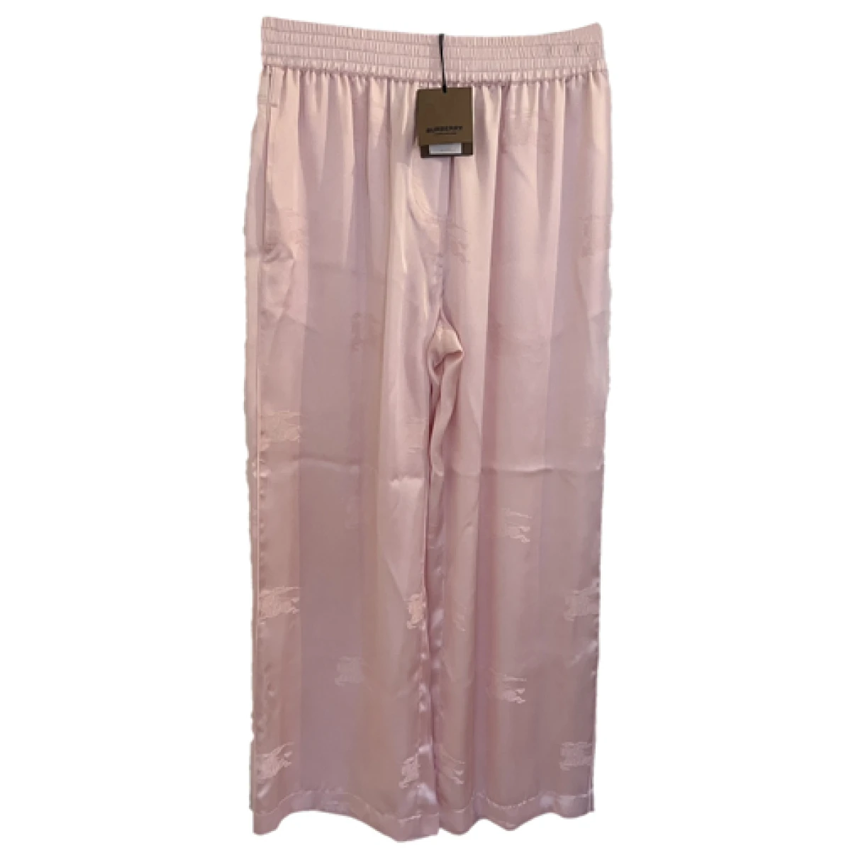 Pre-owned Burberry Silk Straight Pants In Pink