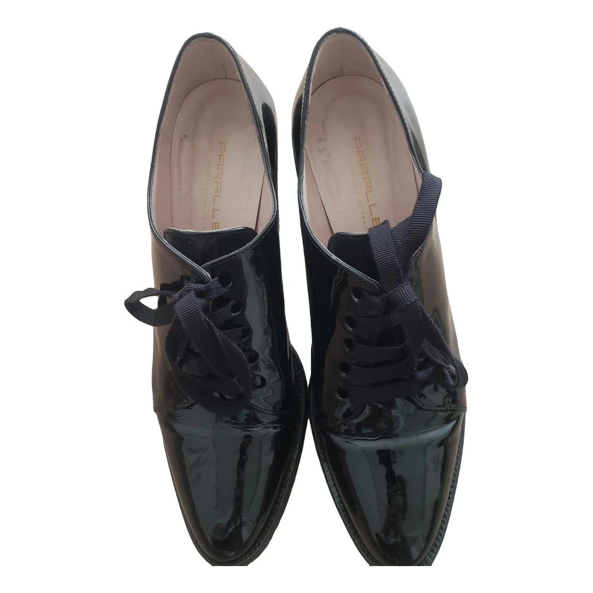 Pre-owned Parallele Leather Lace Ups In Black