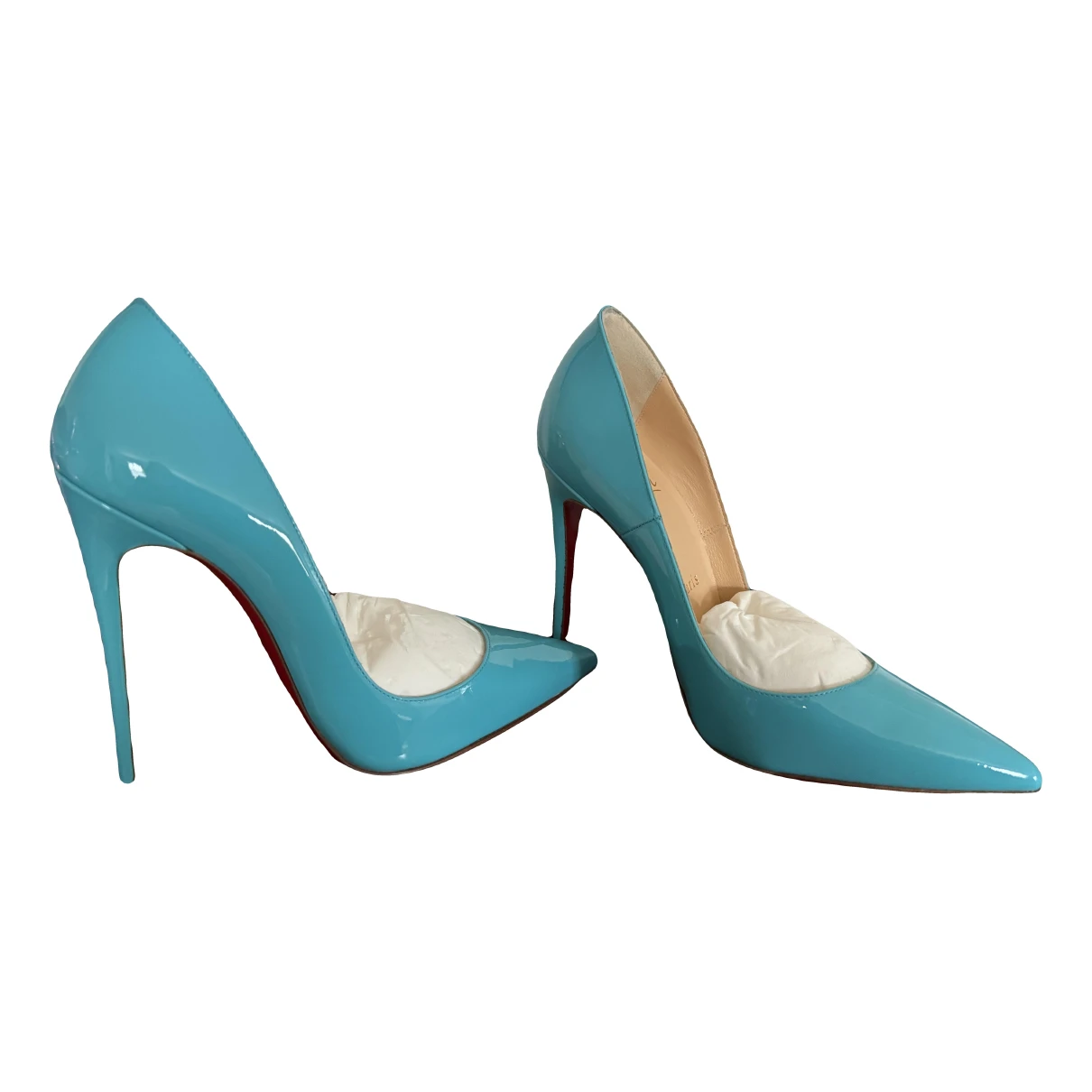 Pre-owned Christian Louboutin So Kate Patent Leather Heels In Blue