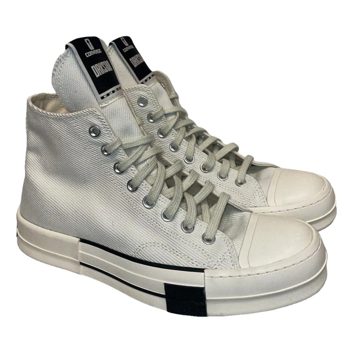 Pre-owned Rick Owens Drkshdw Cloth Trainers In White