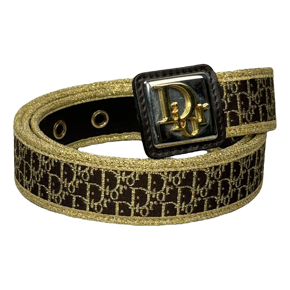 Pre-owned Dior Leather Belt In Gold