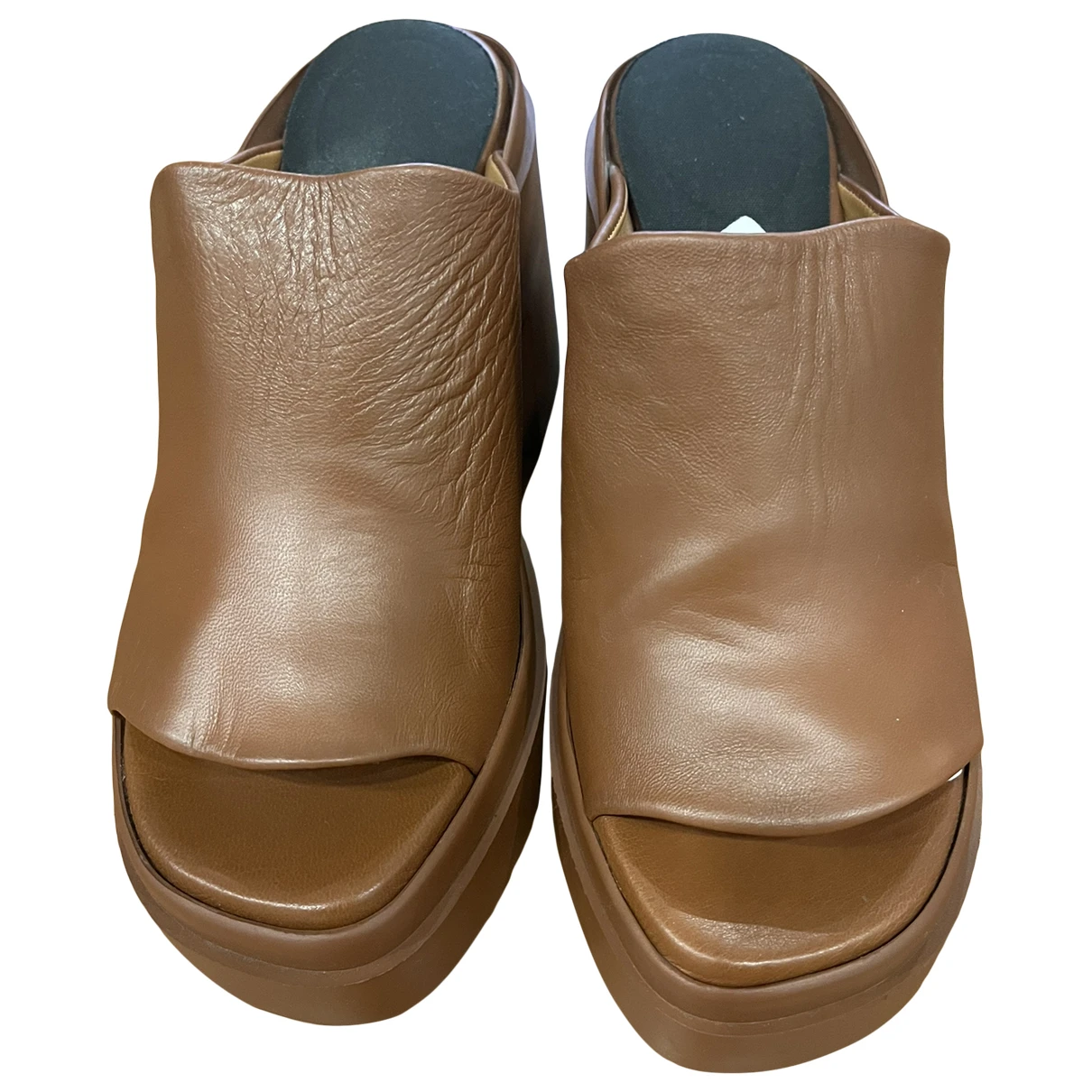 Pre-owned Robert Clergerie Leather Mules & Clogs In Brown