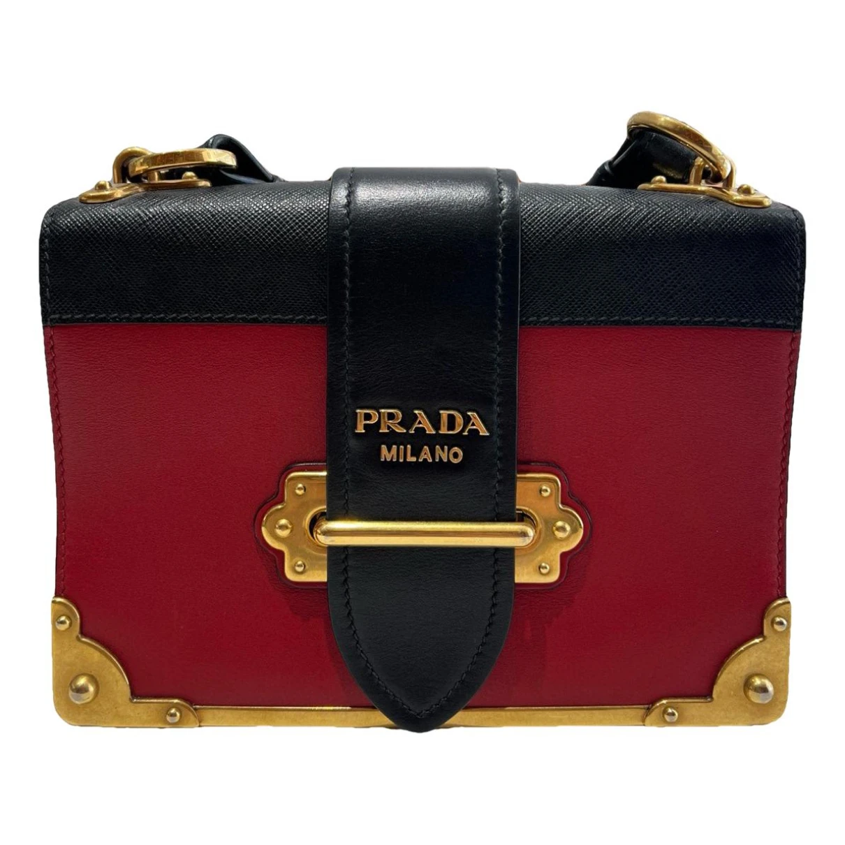Pre-owned Prada Cahier Leather Crossbody Bag In Red