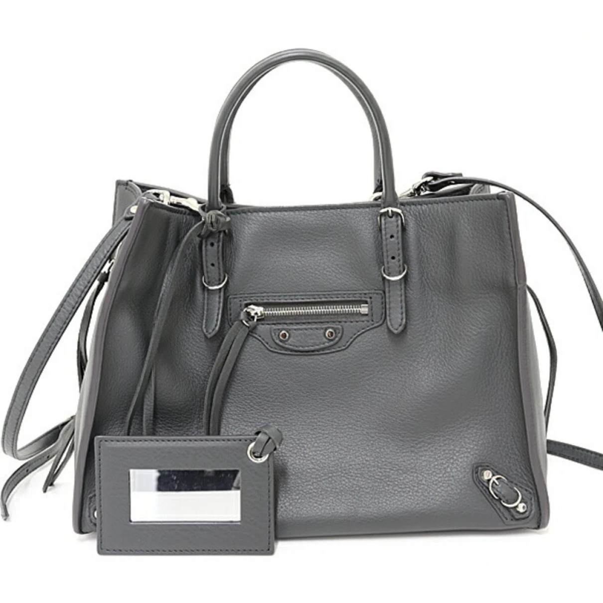 Pre-owned Balenciaga Papier Leather Handbag In Grey