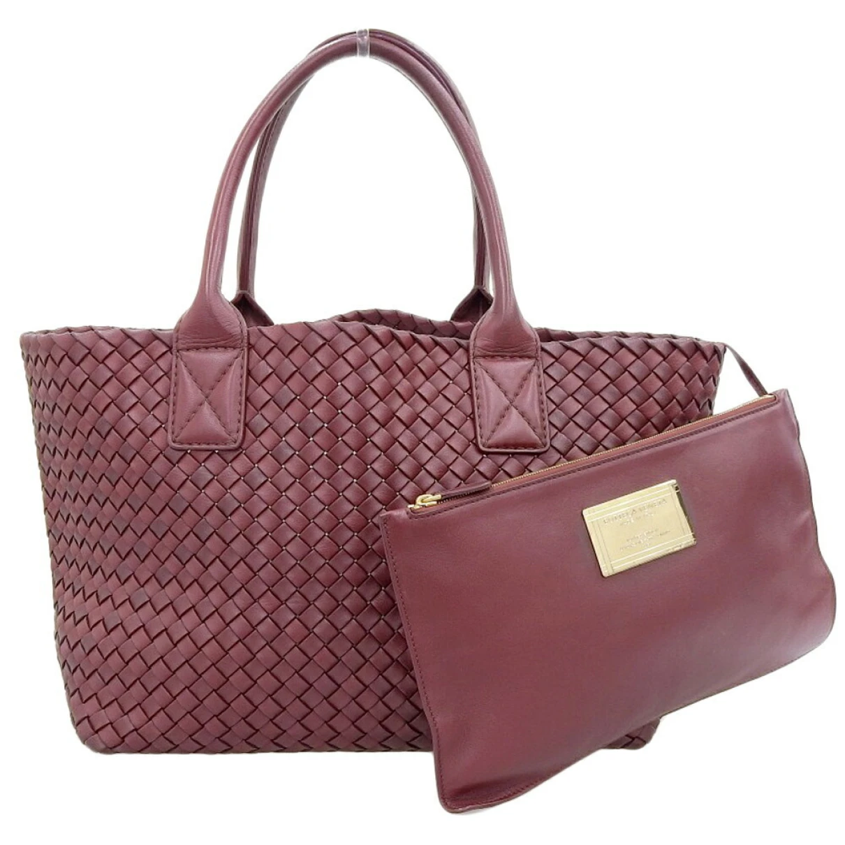 Pre-owned Bottega Veneta Cabat Leather Handbag In Burgundy