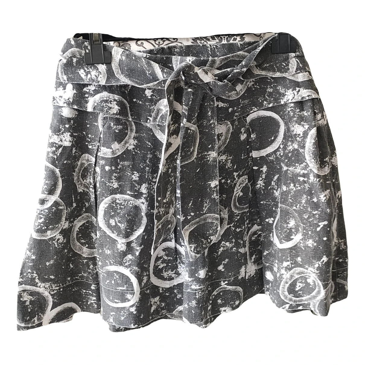 Pre-owned Ikks Linen Mini Skirt In Grey