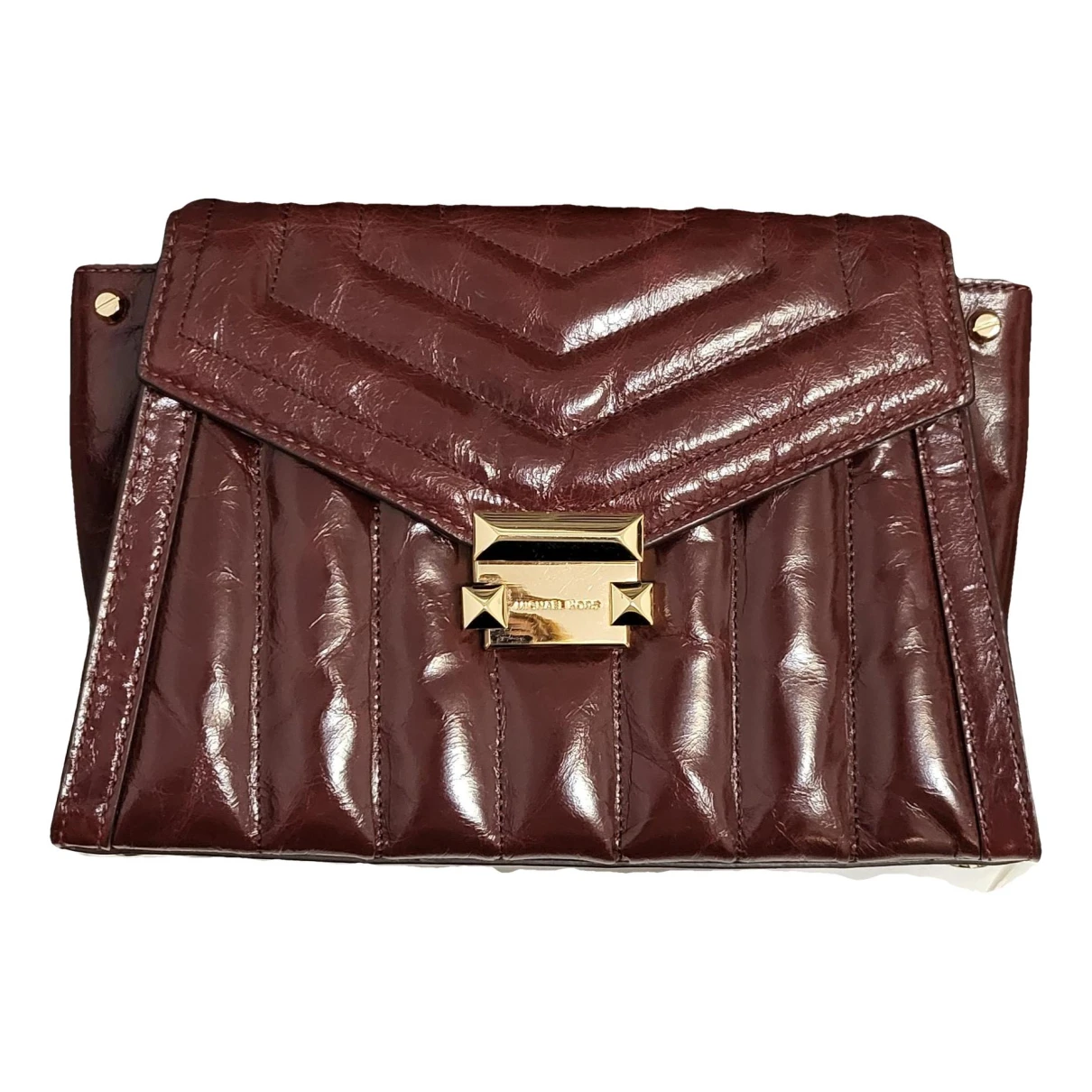 Pre-owned Michael Kors Whitney Leather Crossbody Bag In Burgundy