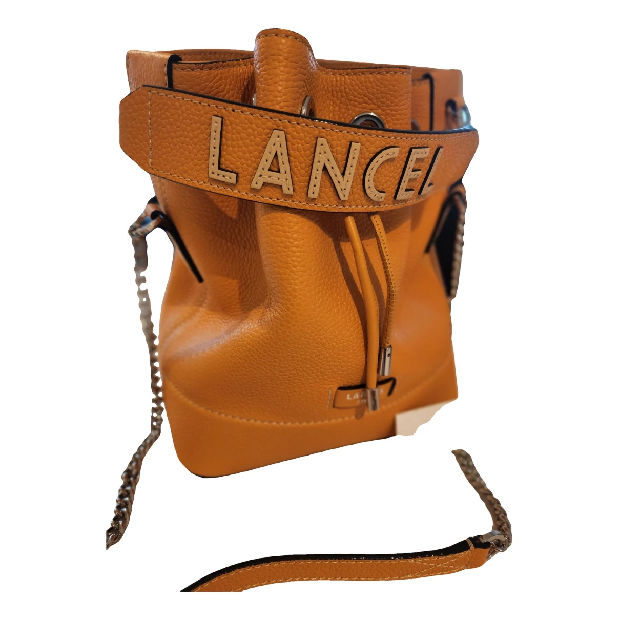 Pre-owned Lancel Ninon Leather Handbag In Orange
