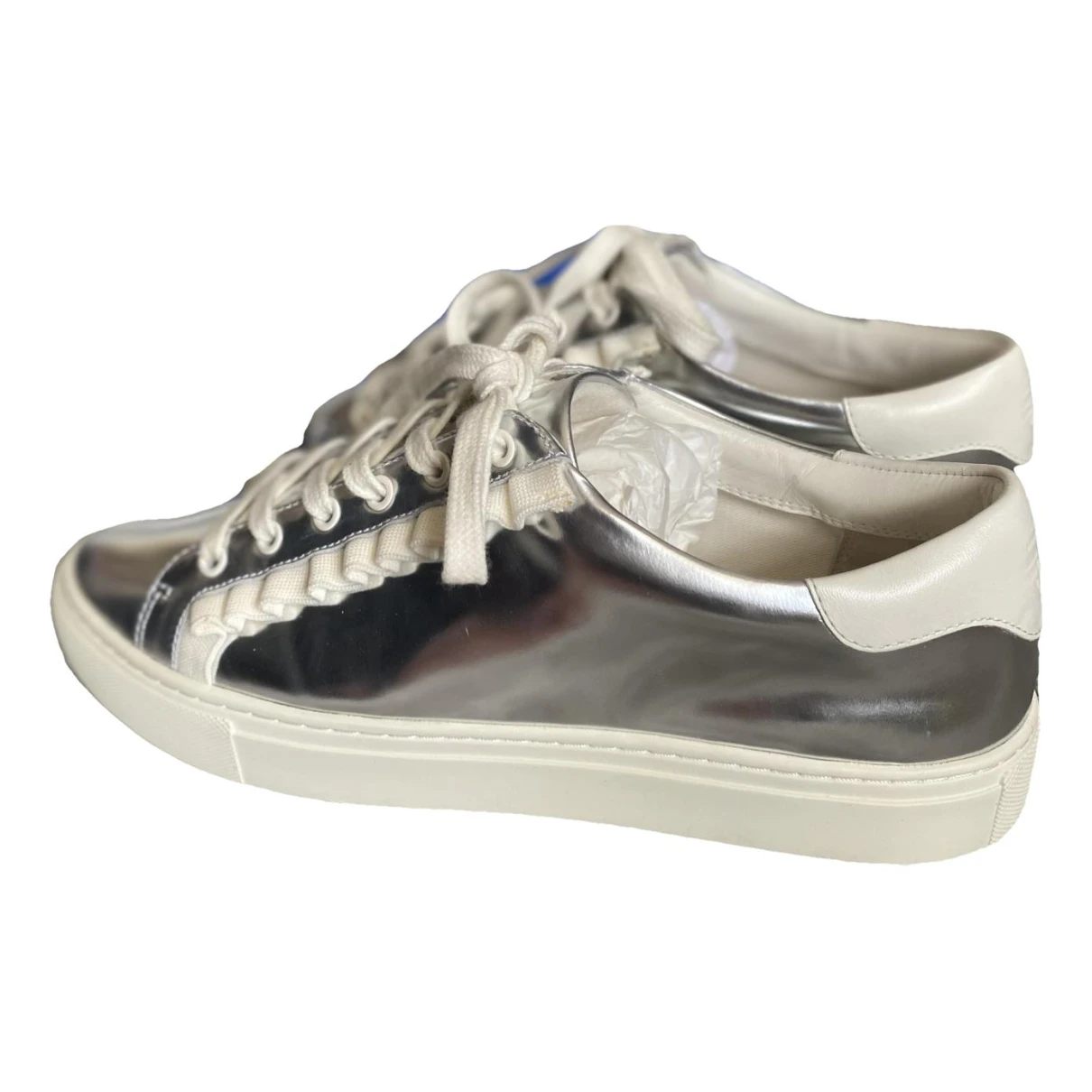 Pre-owned Tory Sport Patent Leather Trainers In Silver