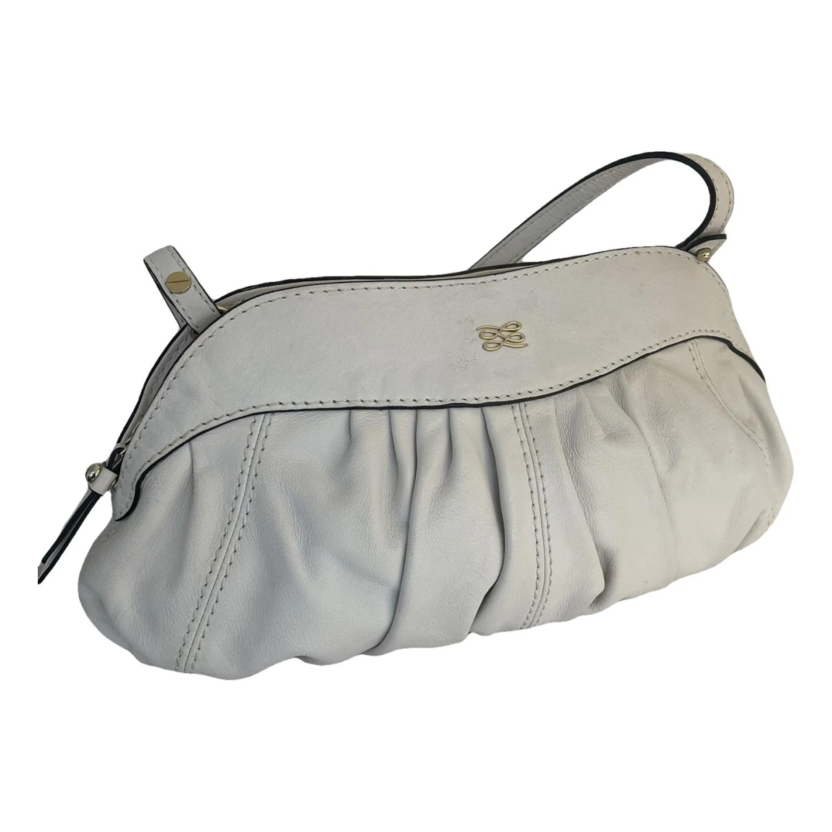 Pre-owned Lancel Gousset Leather Handbag In White