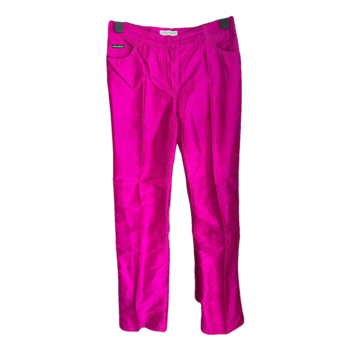 Pre-owned Dolce & Gabbana Silk Straight Pants In Pink