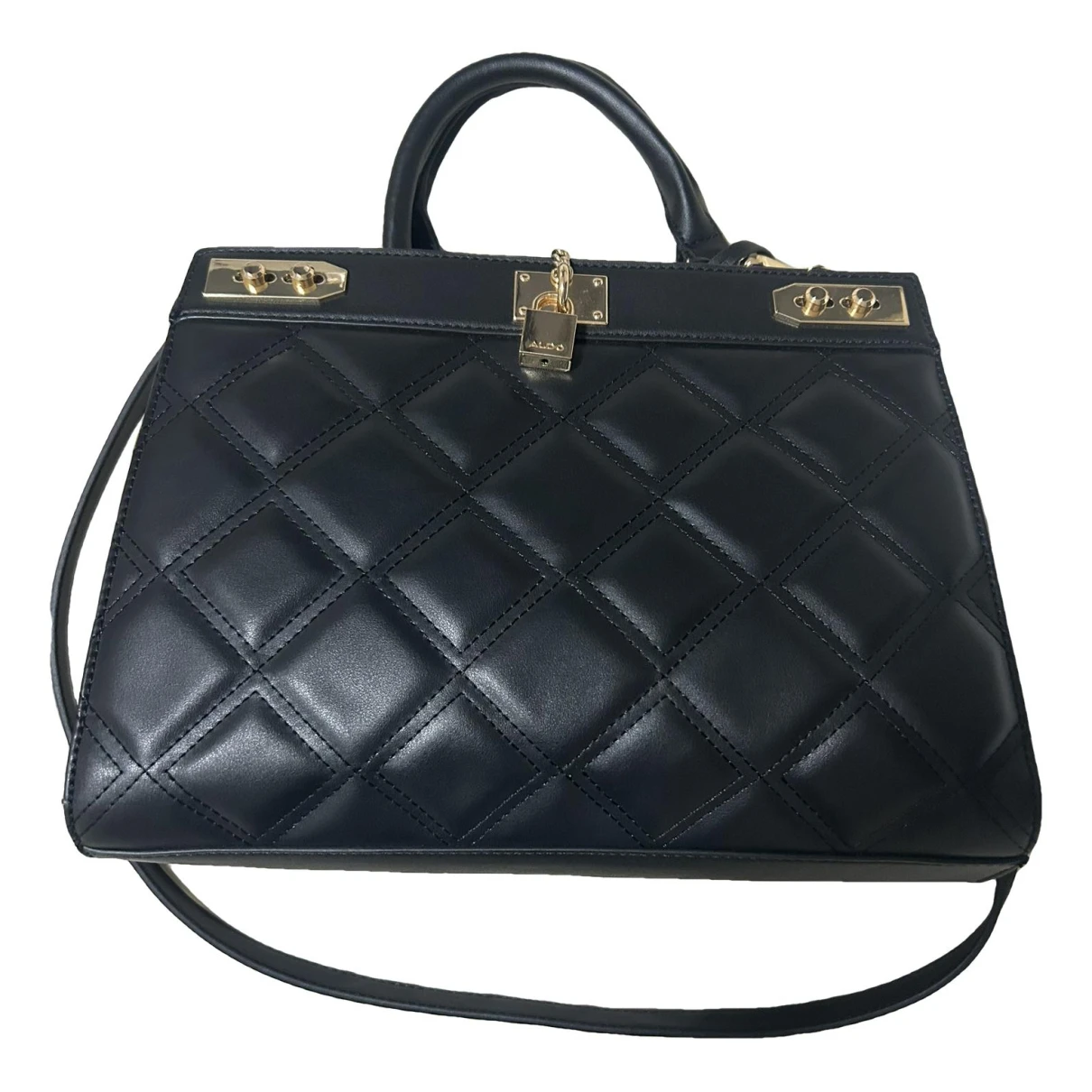 Pre-owned Aldo Vegan Leather Handbag In Black