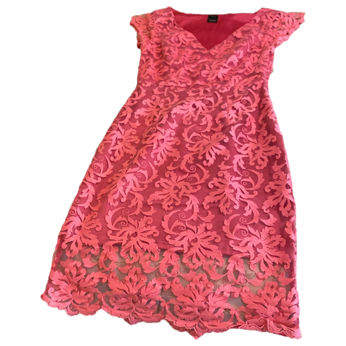 Pre-owned Pinko Lace Mid-length Dress In Pink