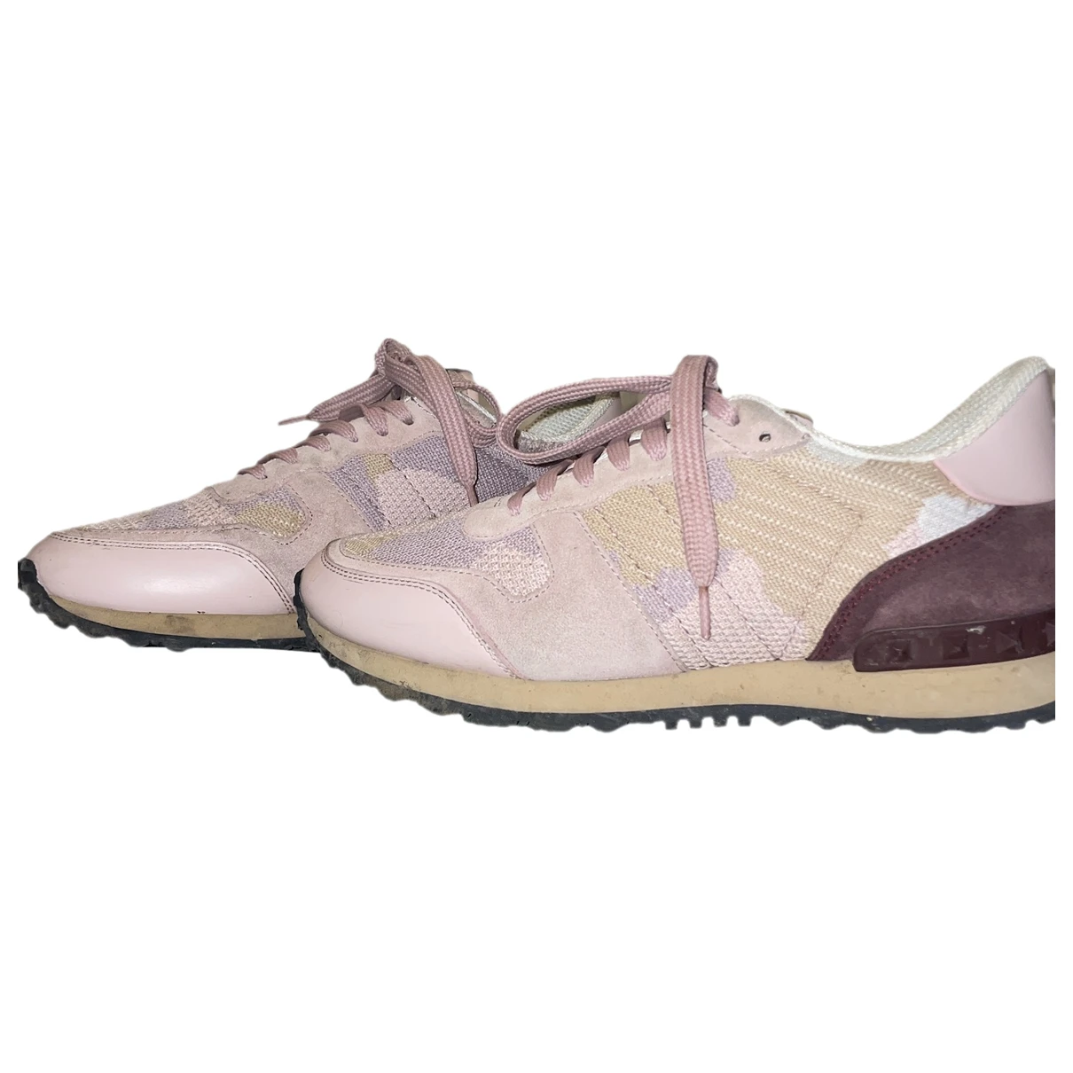 Pre-owned Valentino Garavani Rockrunner Cloth Trainers In Pink