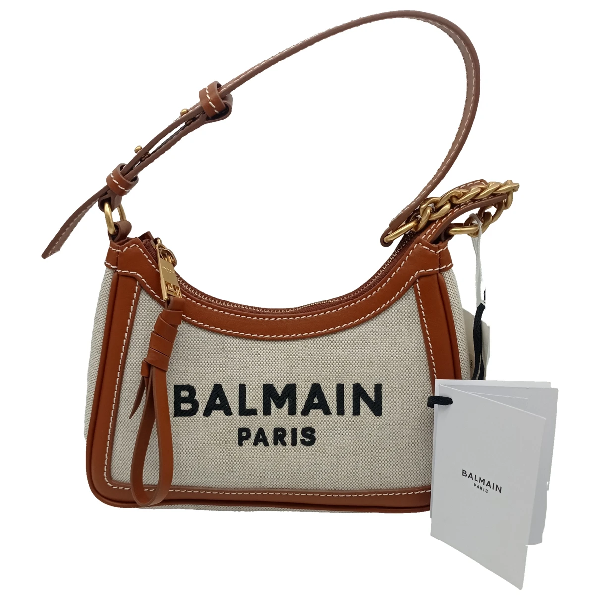 Pre-owned Balmain Cloth Handbag In Beige