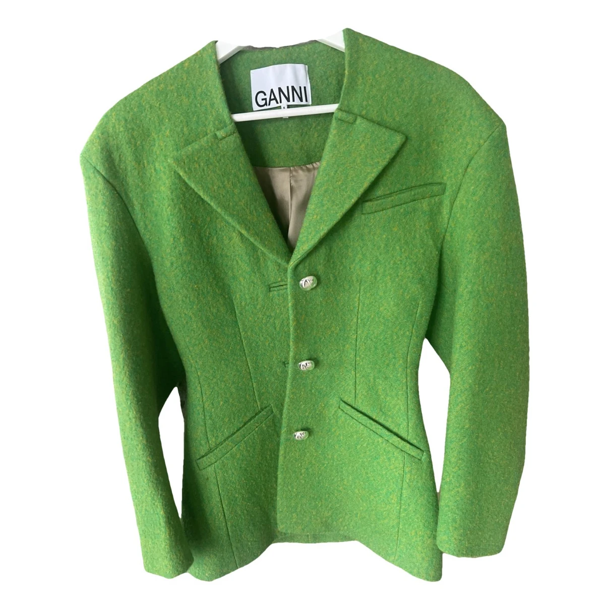 Pre-owned Ganni Wool Blazer In Green