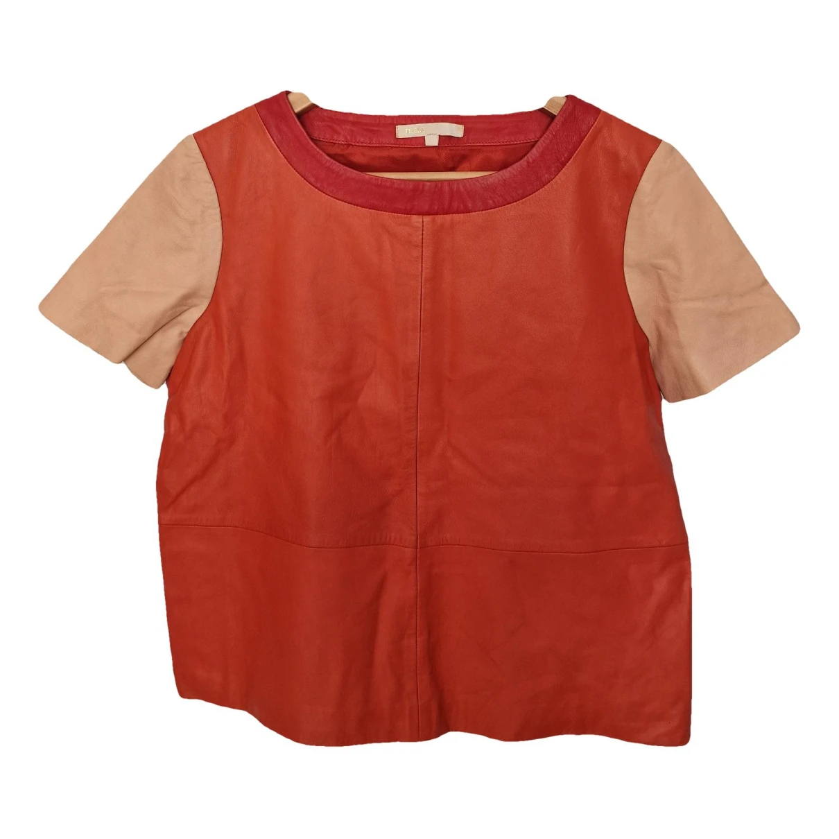 Pre-owned Maje Leather Blouse In Orange