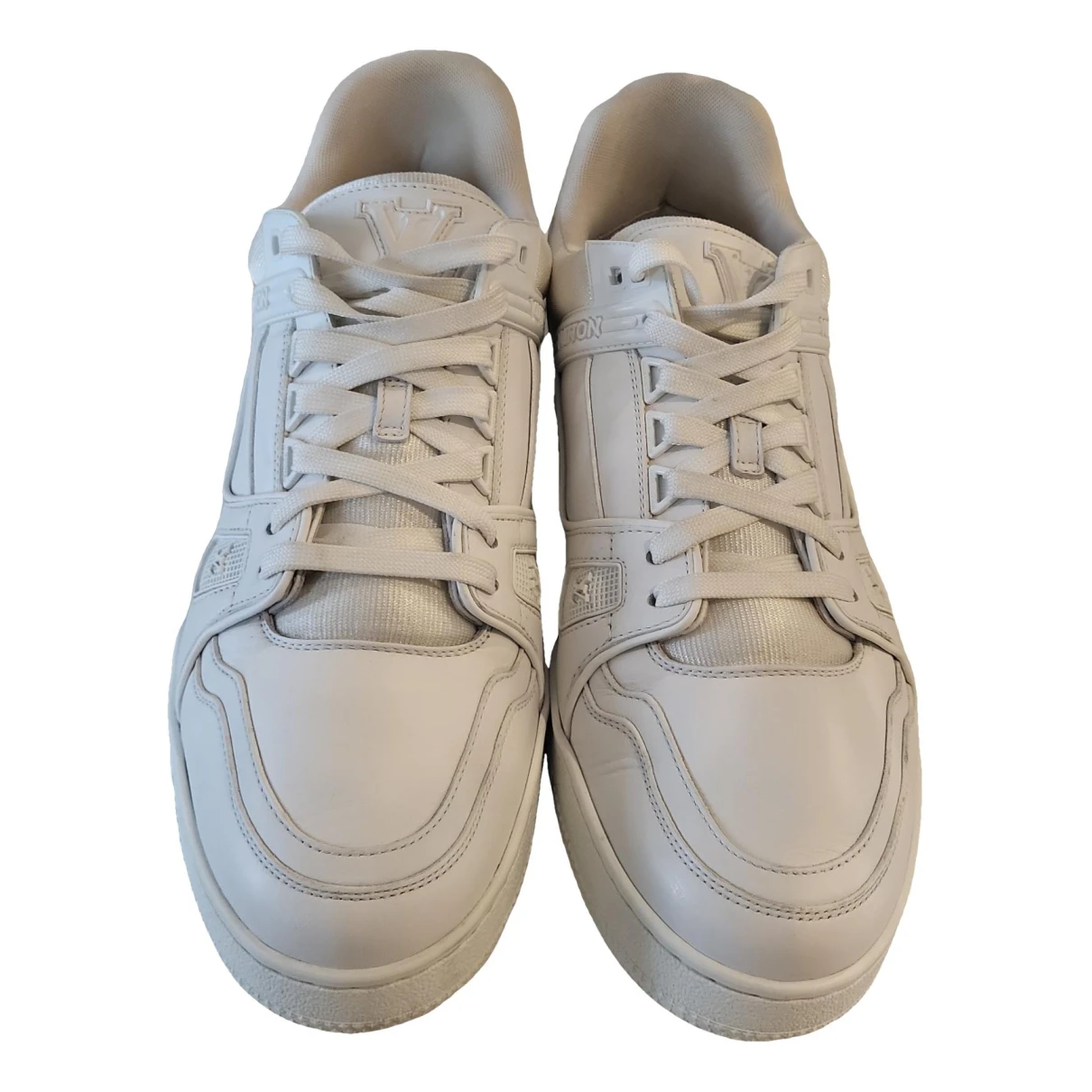 Pre-owned Louis Vuitton Lv Trainer Leather Low Trainers In White