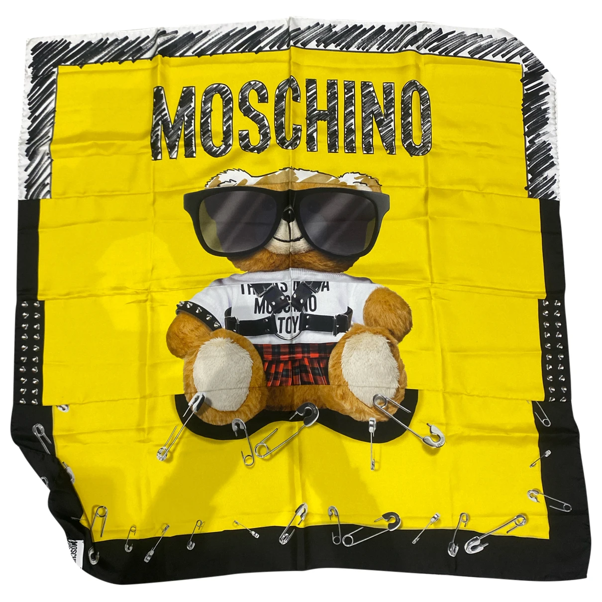 Pre-owned Moschino Silk Neckerchief In Yellow