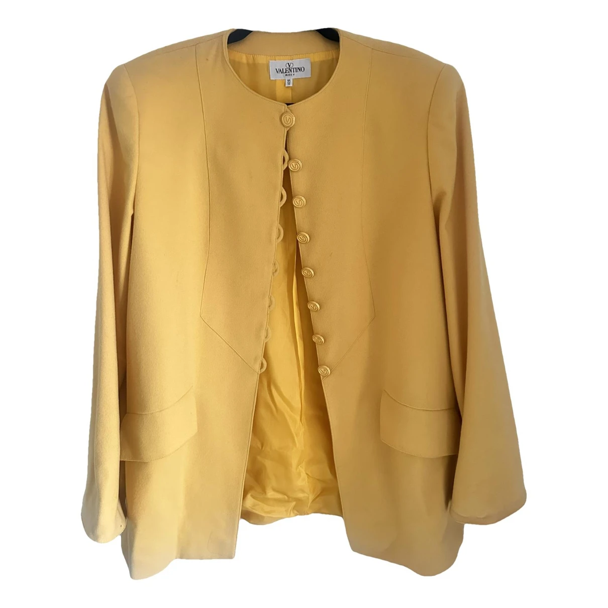 Pre-owned Valentino Wool Coat In Yellow