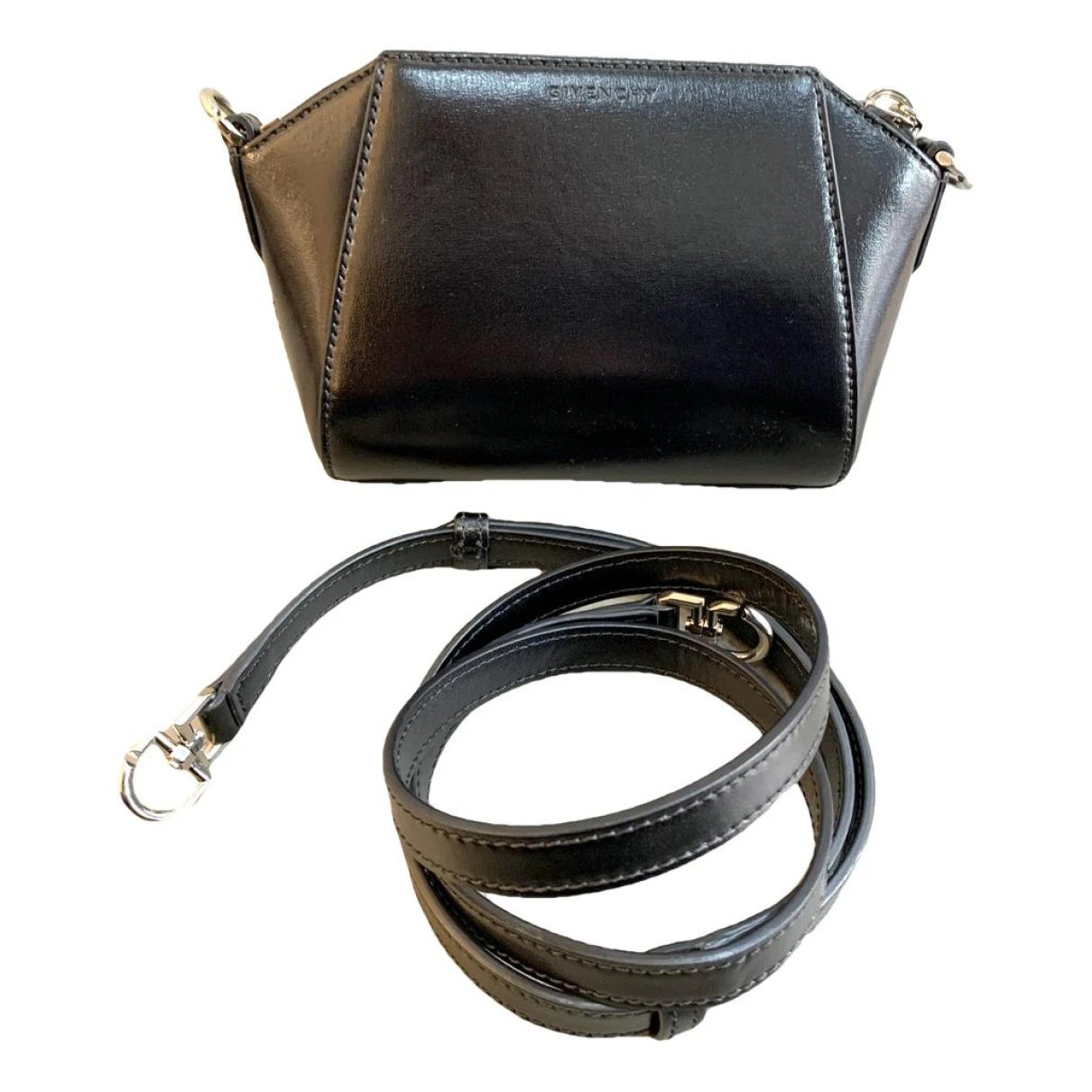 Pre-owned Givenchy Antigona Leather Crossbody Bag In Black