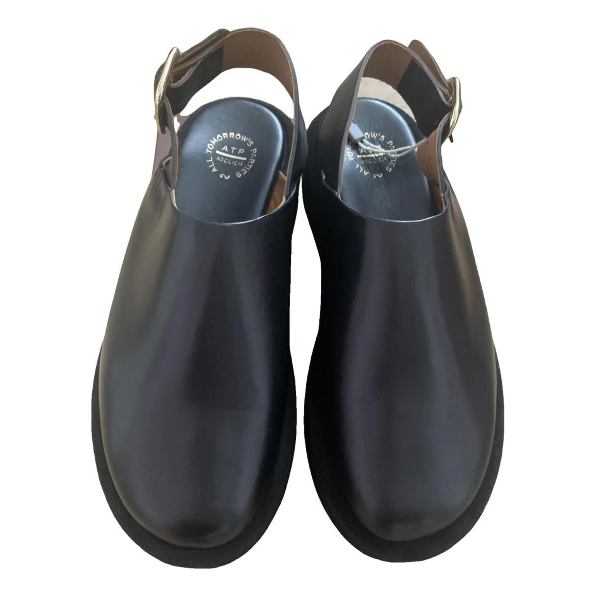 Pre-owned Atp Atelier Leather Mules & Clogs In Black