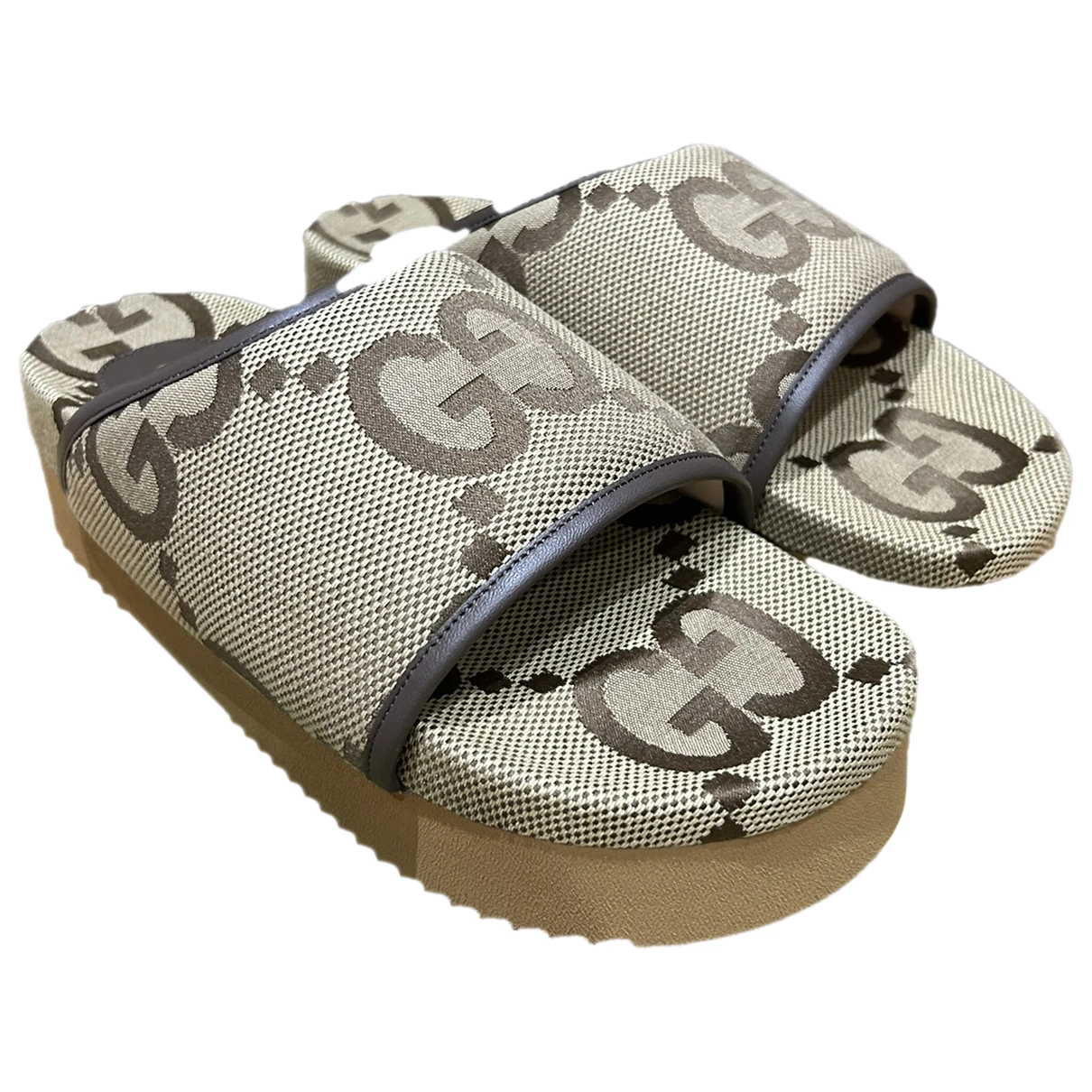 Pre-owned Gucci Cloth Sandal In Beige