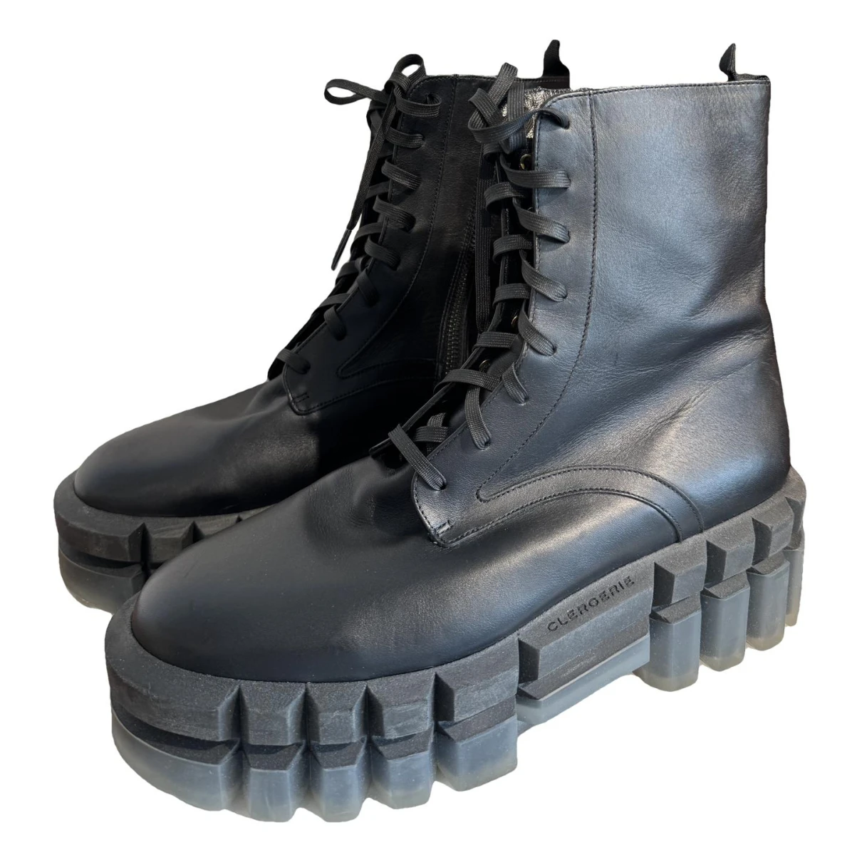 Pre-owned Robert Clergerie Leather Biker Boots In Black