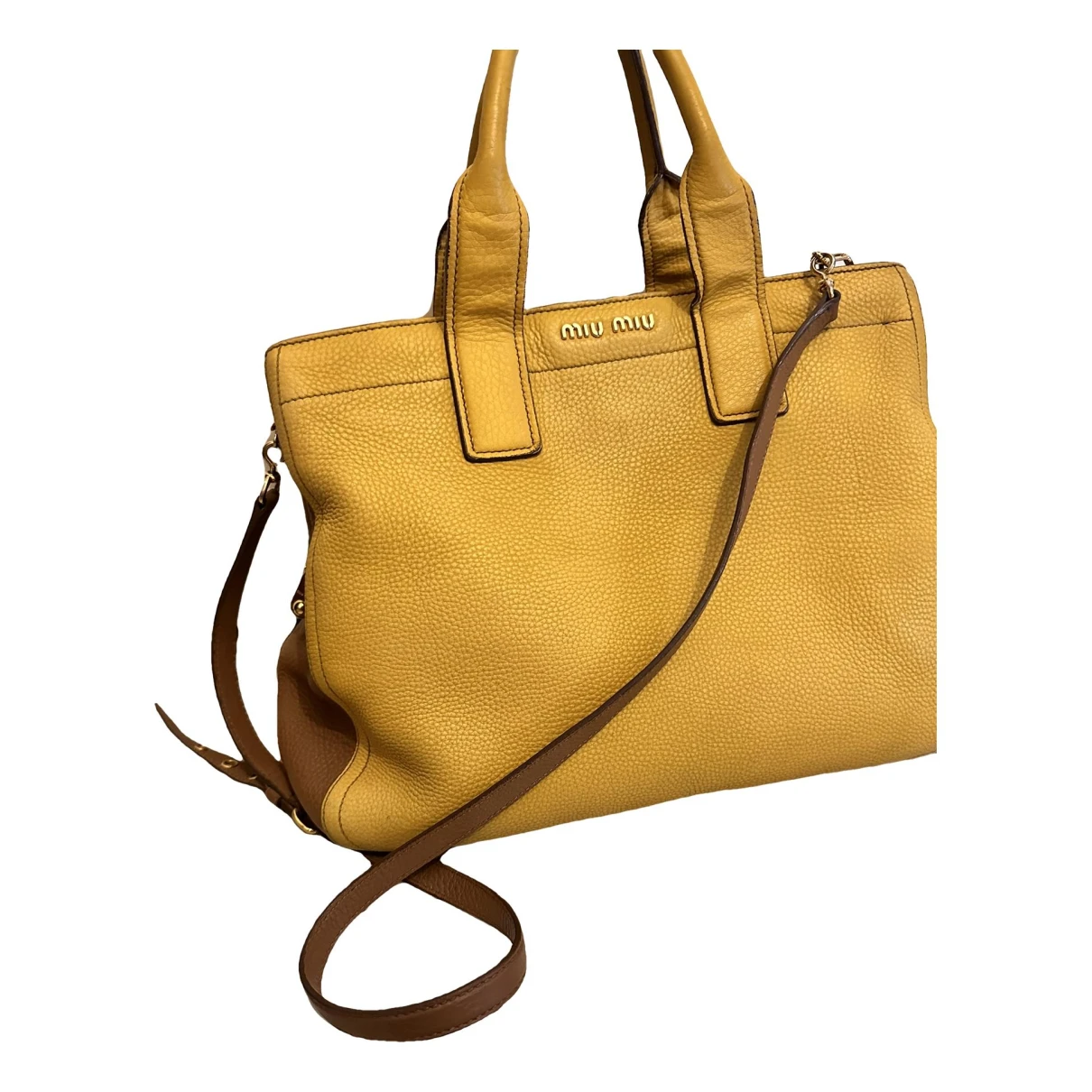 Pre-owned Miu Miu Leather Crossbody Bag In Yellow